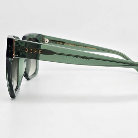 Diff Eyewear Ariana II Crystal Green Frame Green Gradient Lens Sunglasses w Case - Picture 7 of 16